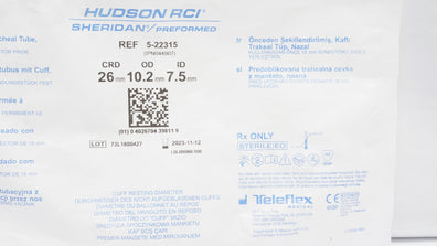 Teleflex 5-22315 Hudson RCI Cuffed Tracheal Tube 26 x 7.5ID x 10.2mmOD (x)